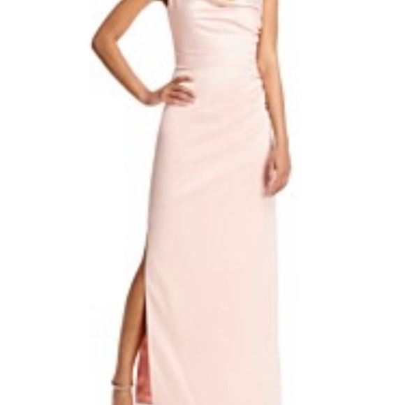 Laundry by Shelli Segal blush ruched satin gown size 2 - Picture 4 of 8